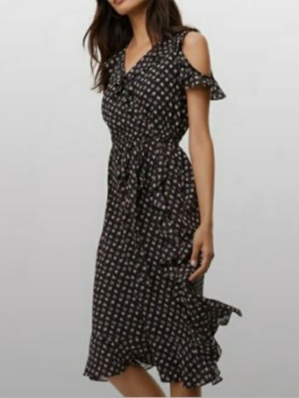 Ann Taylor LOFT Open Shoulder Ruffle Floral Dress Size XXLT / XXL Tall